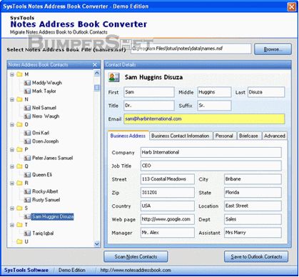 SysTools Notes Address Book Converter Screenshot