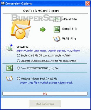 SysTools vCard Export Screenshot