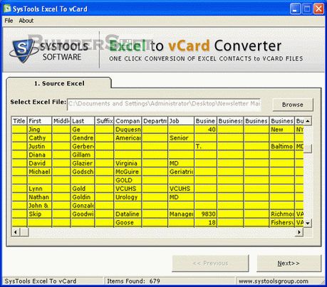 SysTools Excel to vCard Screenshot