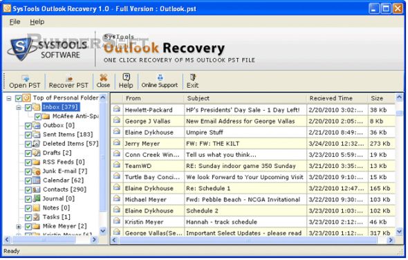 SysTools Outlook recovery Screenshot