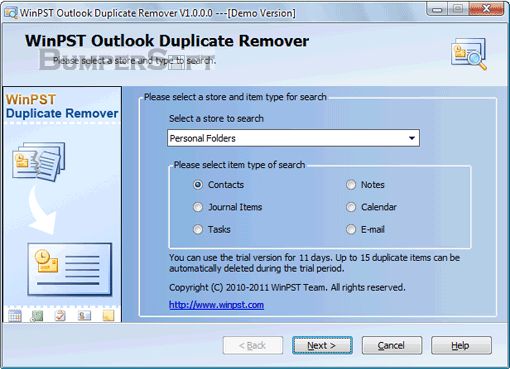 WinPST Outlook Duplicate Remover Screenshot