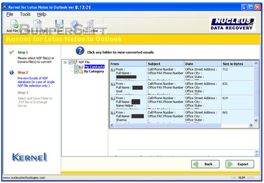 Kernel for Lotus Notes to Outlook Screenshot