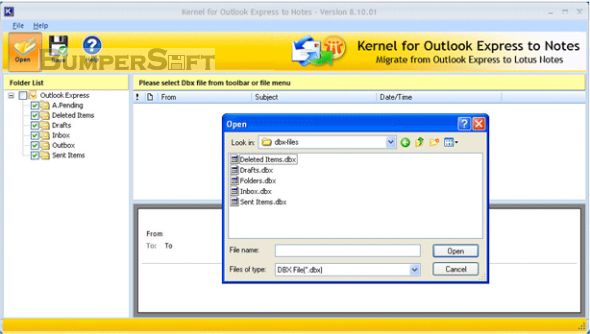 Kernel for Outlook Express to Notes Screenshot