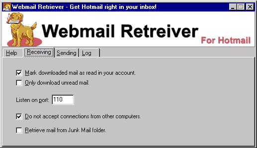 Webmail Retriever for Hotmail Screenshot