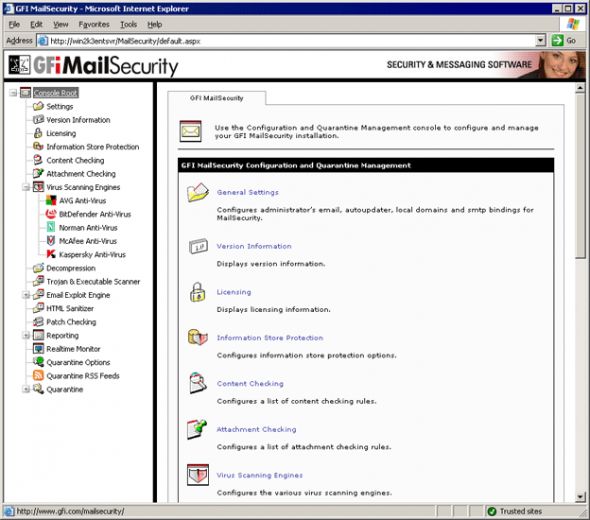 GFI MailSecurity for Exchange/SMTP Screenshot