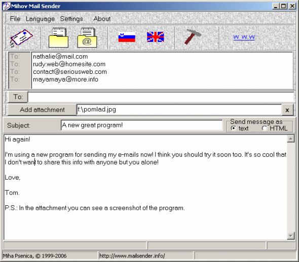 Mihov Mail Sender Screenshot