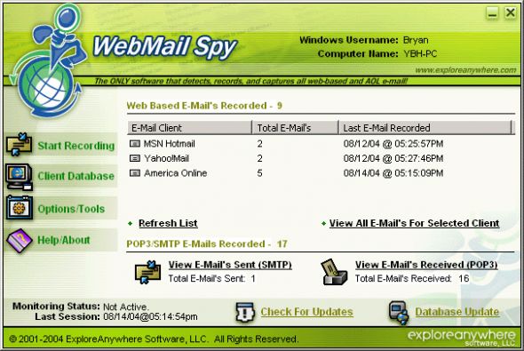 WebMail Spy Screenshot