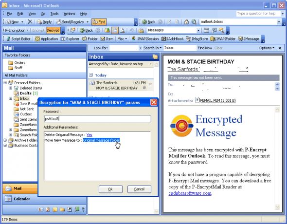 P-EncryptMail for Outlook Screenshot