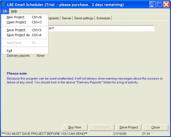 LBE Email Scheduler Screenshot