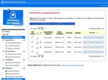 Pilot Newsletter Software Screenshot