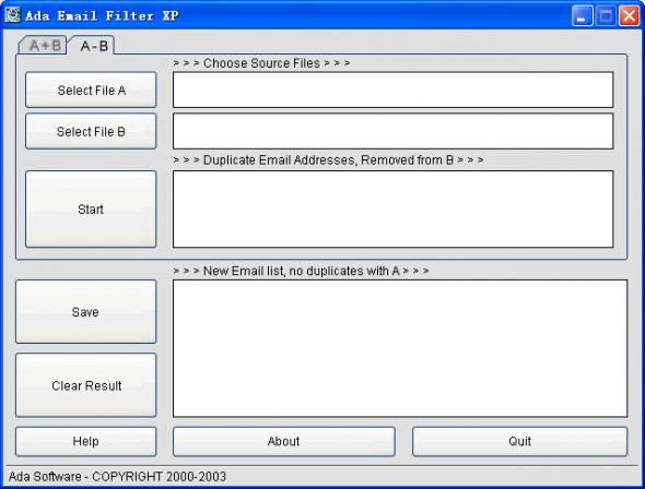 Ada Email Filter XP Screenshot