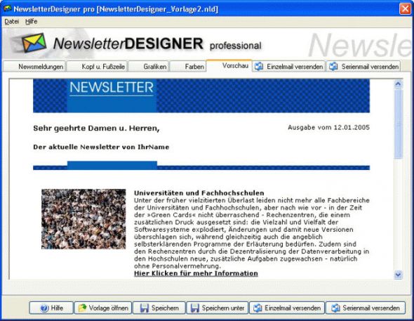NewsletterDesigner pro Screenshot