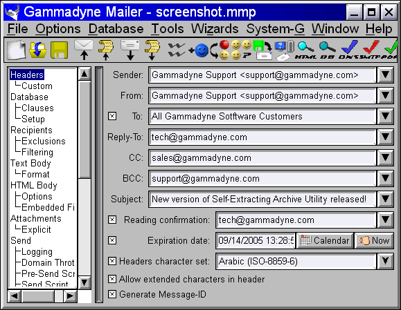 Gammadyne Mailer Screenshot