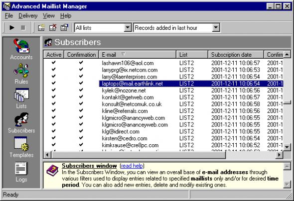 Advanced Maillist Manager Screenshot