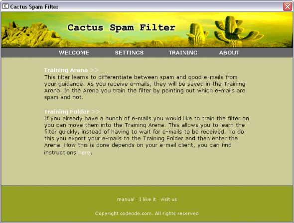 Cactus Spam Filter Screenshot