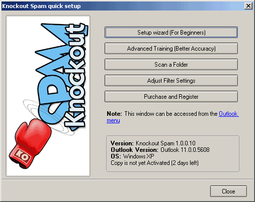 Knockout Spam for Outlook 2000/2002/2003 Screenshot