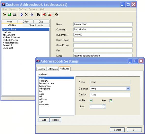 Custom Addressbook Screenshot