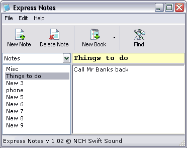 NCH Express Notes Screenshot