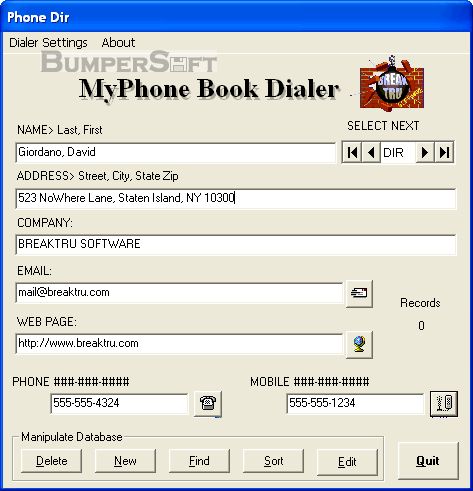 MyPhone Book Dialer Screenshot