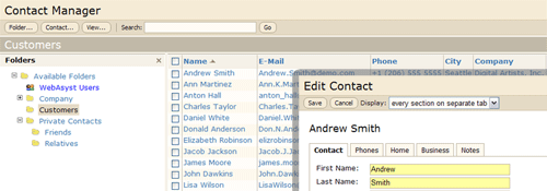 WebAsyst Contact Manager Screenshot