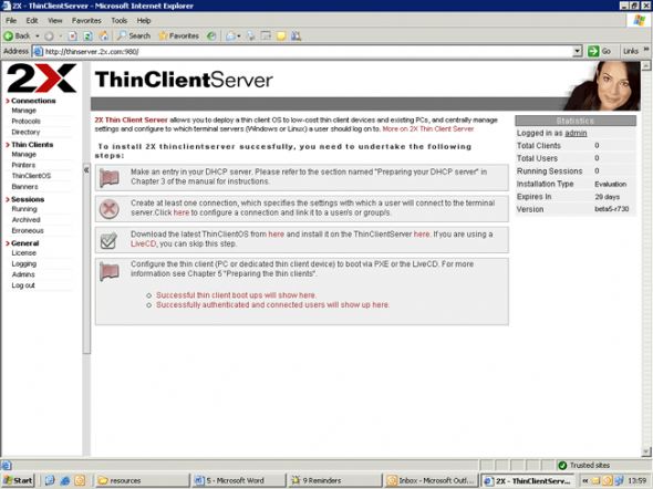 2X ThinClientServer PXES Screenshot