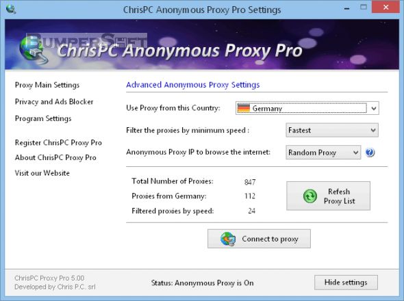 ChrisPC Anonymous Proxy Pro Screenshot