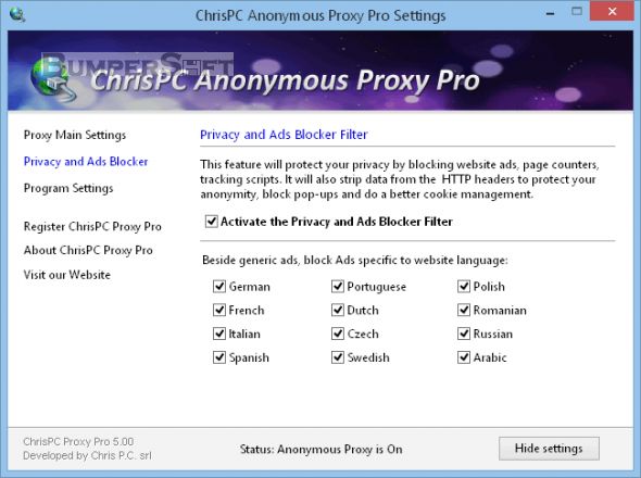 ChrisPC Anonymous Proxy Pro Screenshot
