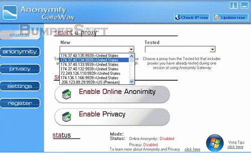Anonymity Gateway Screenshot