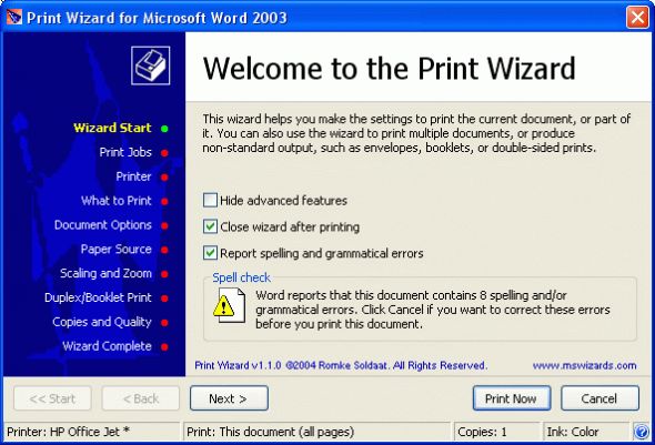 Print Wizard for Word Screenshot