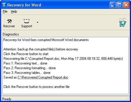 Recovery for Word Screenshot