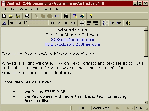 WinPad Screenshot