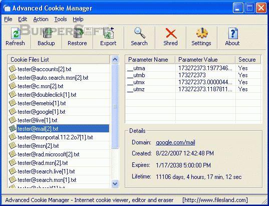 Advanced Cookie Manager Screenshot