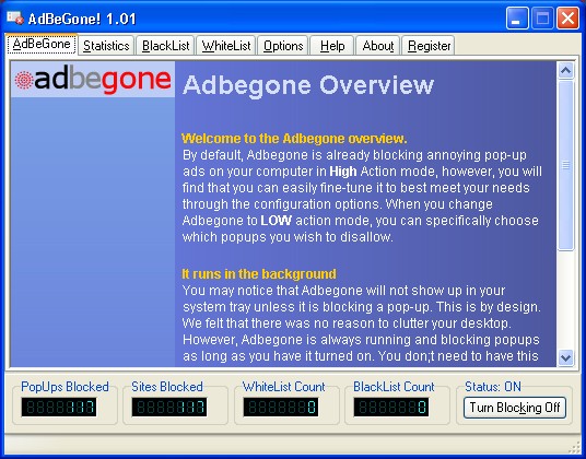 AdBeGone Screenshot