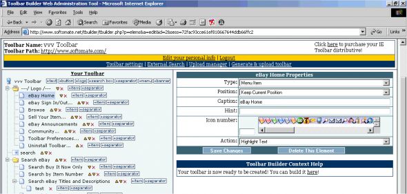 ToolbarStudio - Dynamic IE Toolbar Builder Screenshot