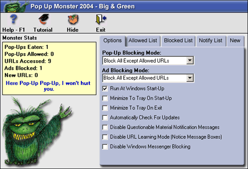 Pop-Up Monster 2004: Mean & Green Screenshot
