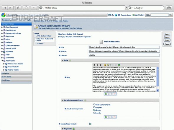 Alfresco Content Management Screenshot