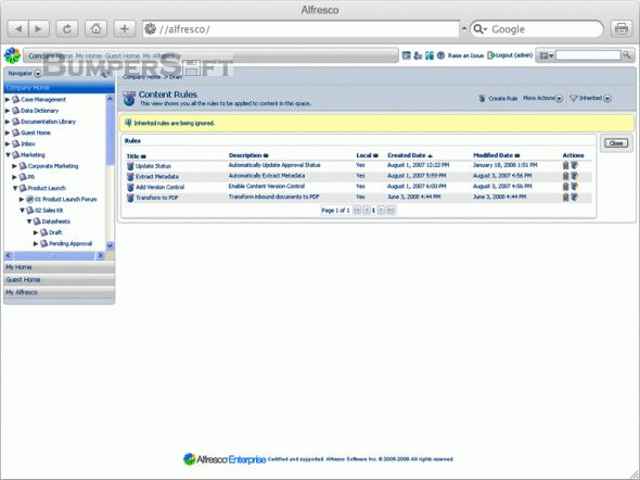 Alfresco Content Management Screenshot