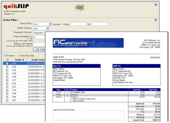 quikSlip for BV Commerce 2004 Screenshot