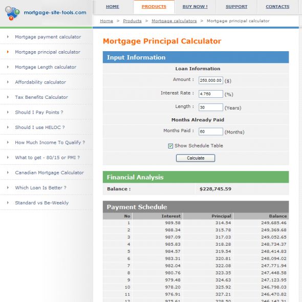 Online Mortgage Calculators Screenshot