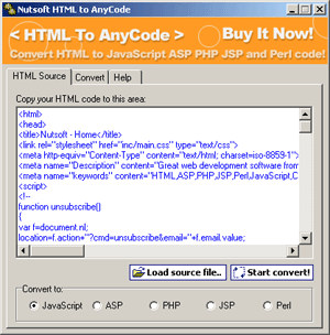 HTML to AnyCode Converter Screenshot