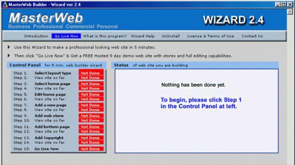 Masterweb Wizard Screenshot