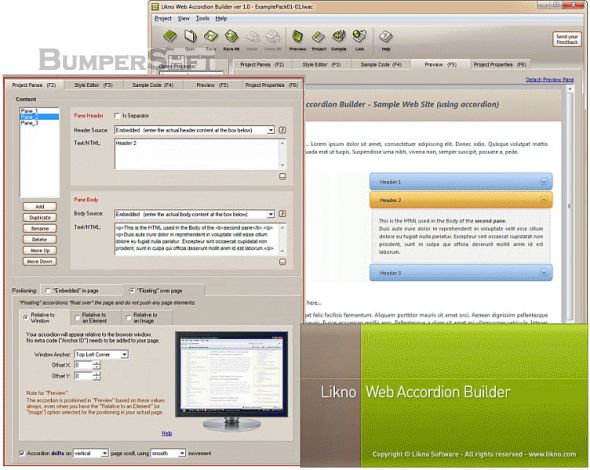 Likno Web Accordion Builder Screenshot