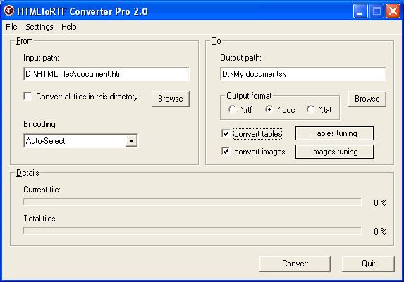 HTMLtoRTF Converter Pro Screenshot