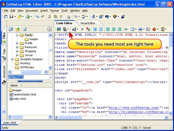 CoffeeCup Free HTML Editor Screenshot