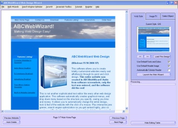 ABCWebWizard Website Designer Screenshot