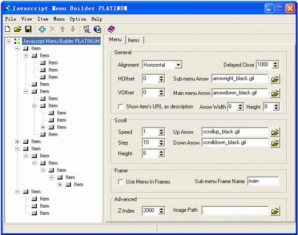 Javascript Menu Builder PLATINUM 2006 Screenshot