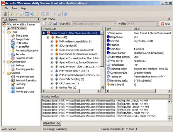 Acunetix Web Vulnerability Scanner Screenshot