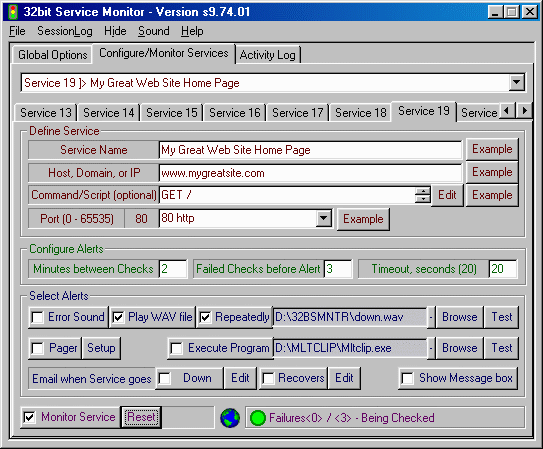 32bit Service Monitor Screenshot