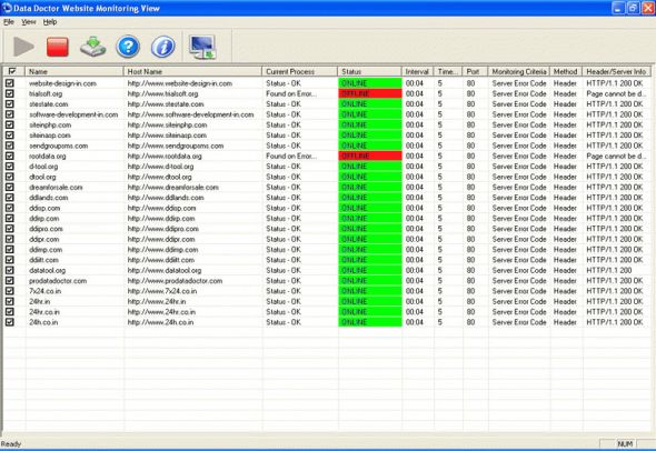 Data Doctor Website Monitoring Screenshot