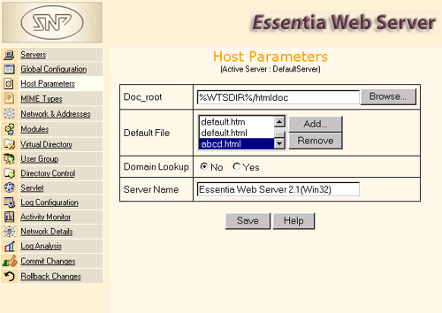Essentia Web Server for Linux Screenshot